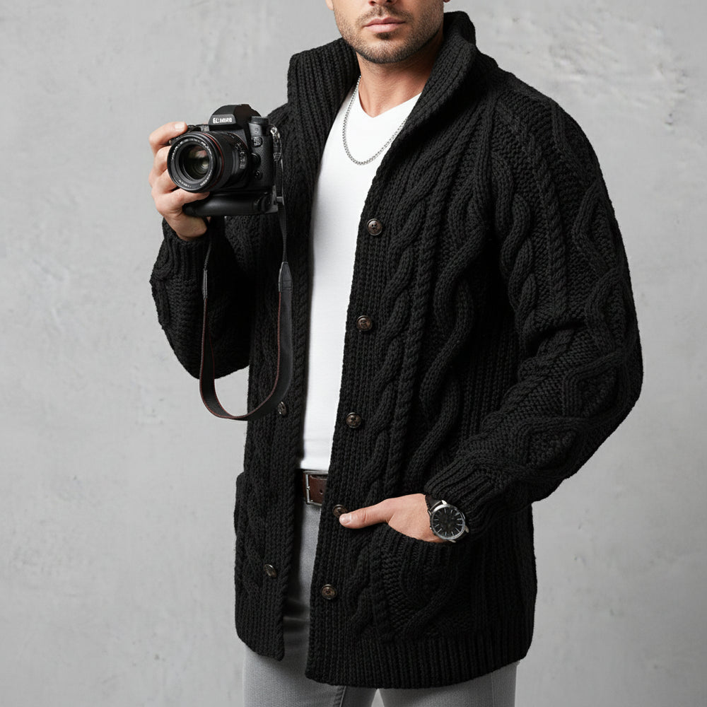 Warmer Herren Strickpullover | Zopfmuster | Winter