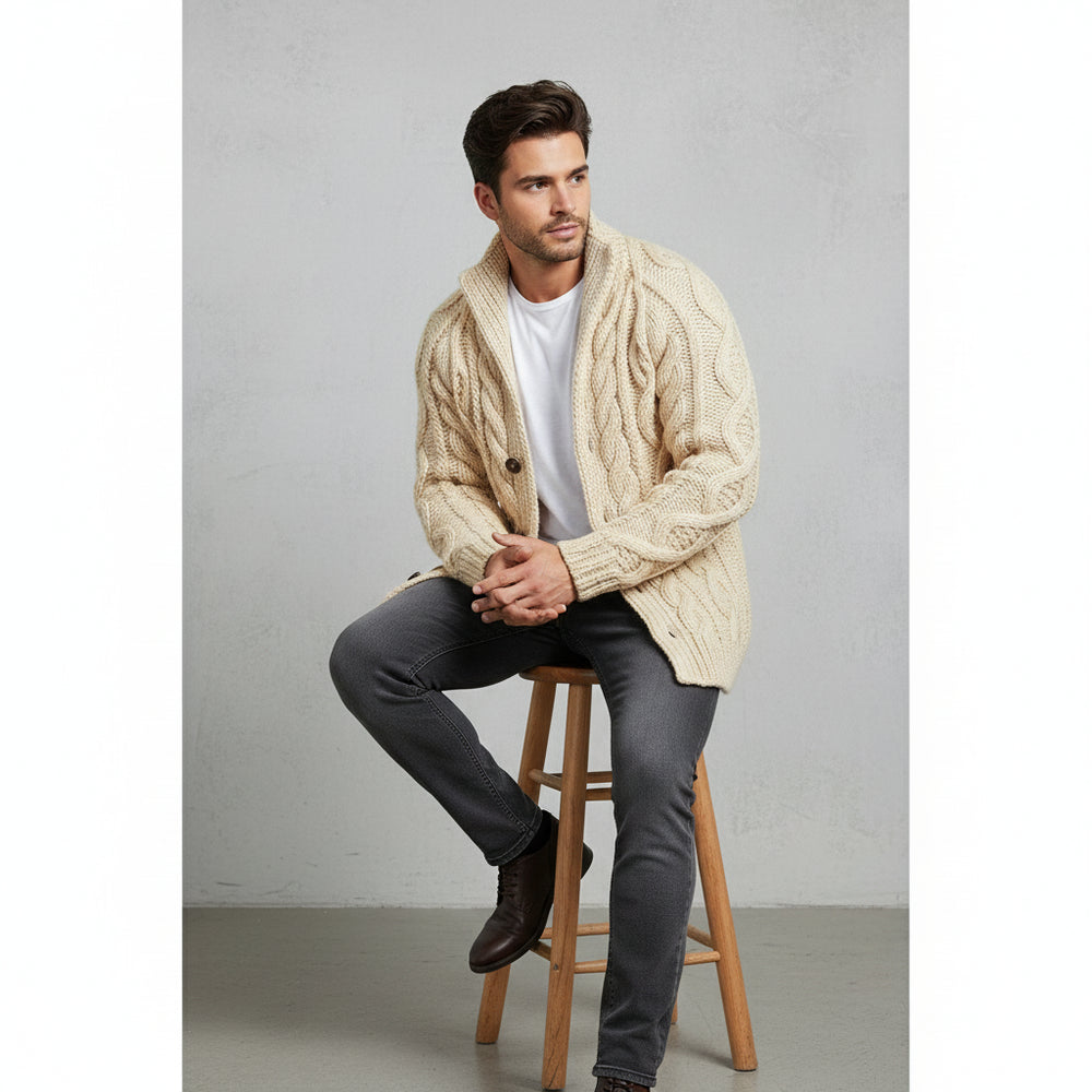 Warmer Herren Strickpullover | Zopfmuster | Winter