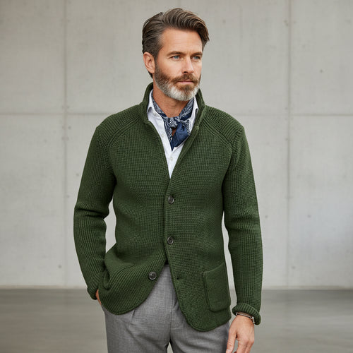Lässiger Herren Cardigan mit Stehkragen | Winter