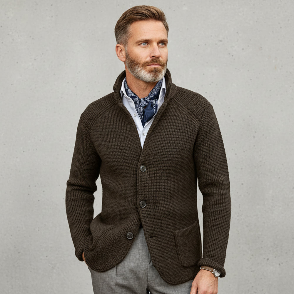 Lässiger Herren Cardigan mit Stehkragen | Winter