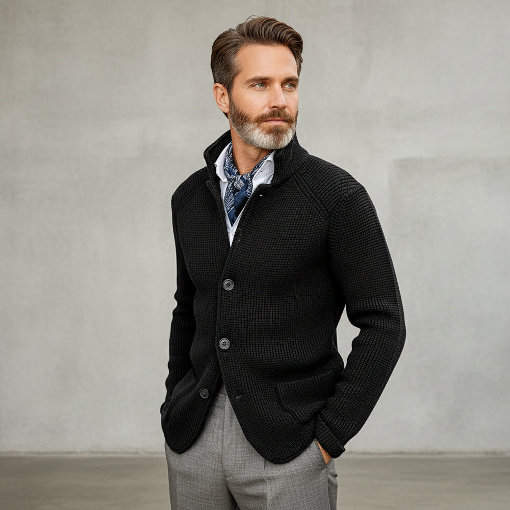 Lässiger Herren Cardigan mit Stehkragen | Winter