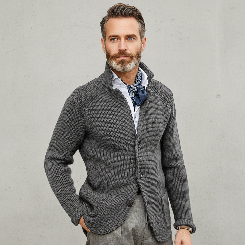 Lässiger Herren Cardigan mit Stehkragen | Winter