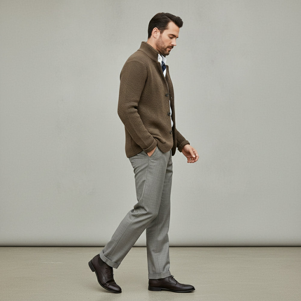 Lässiger Herren Cardigan mit Stehkragen | Winter