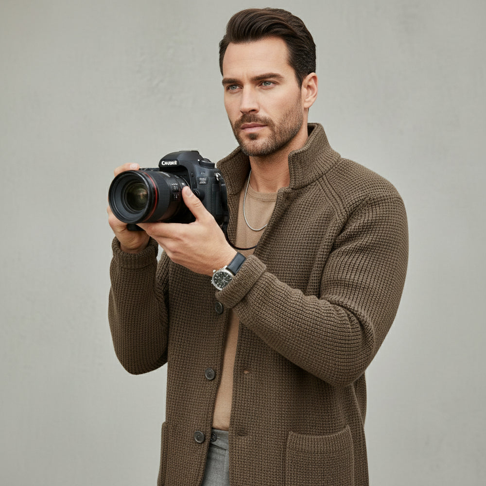 Lässiger Herren Cardigan mit Stehkragen | Winter