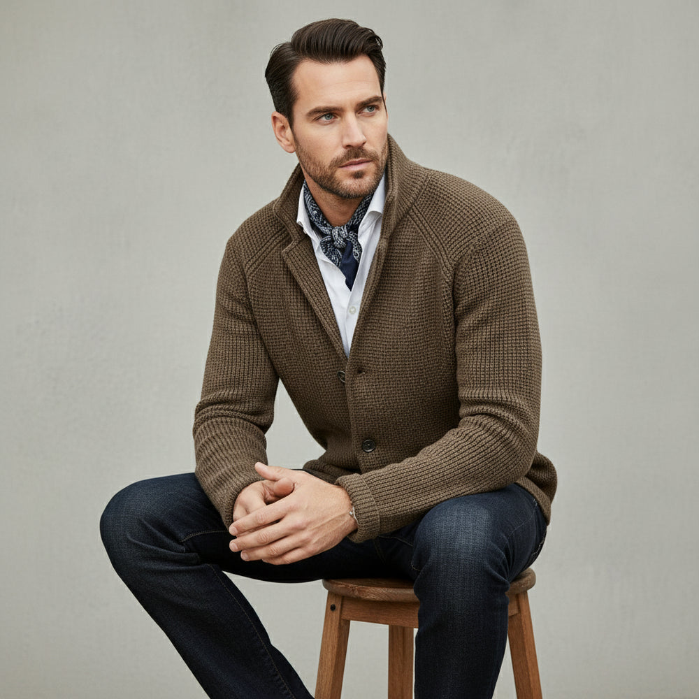 Lässiger Herren Cardigan mit Stehkragen | Winter