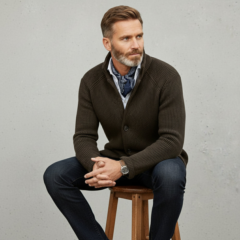 Lässiger Herren Cardigan mit Stehkragen | Winter