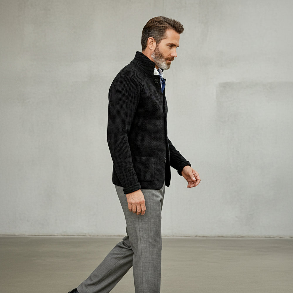 Lässiger Herren Cardigan mit Stehkragen | Winter