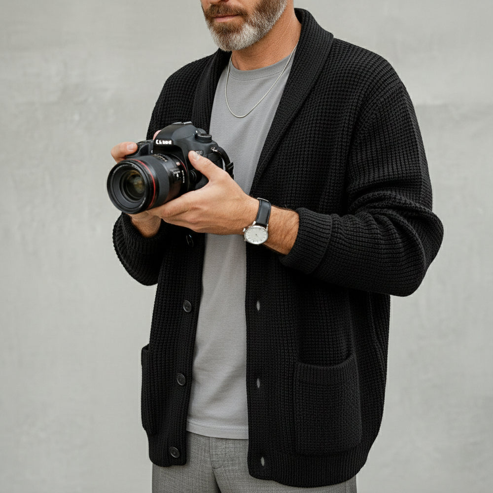 Lässiger Herren Cardigan mit Stehkragen | Winter