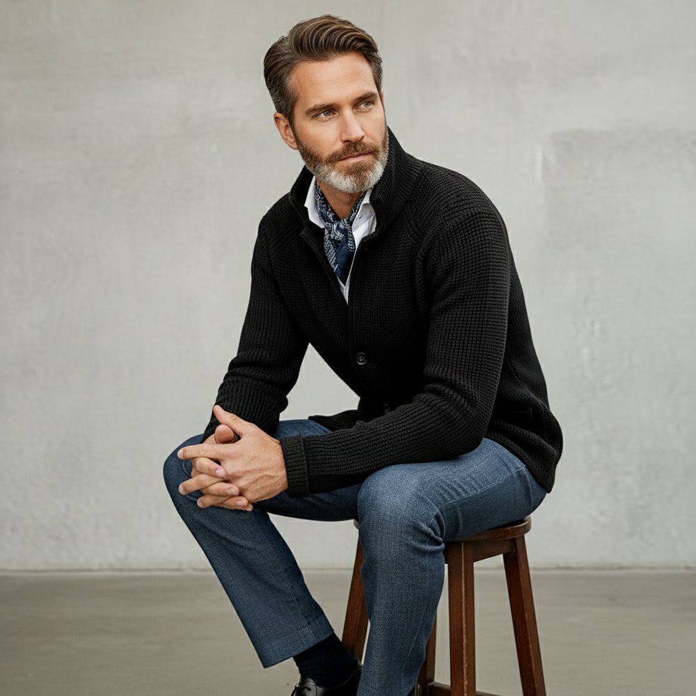 Lässiger Herren Cardigan mit Stehkragen | Winter