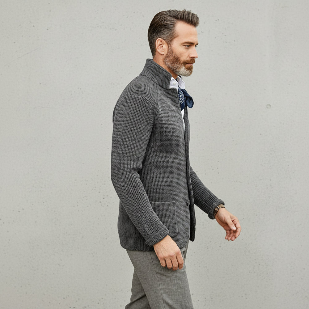 Lässiger Herren Cardigan mit Stehkragen | Winter