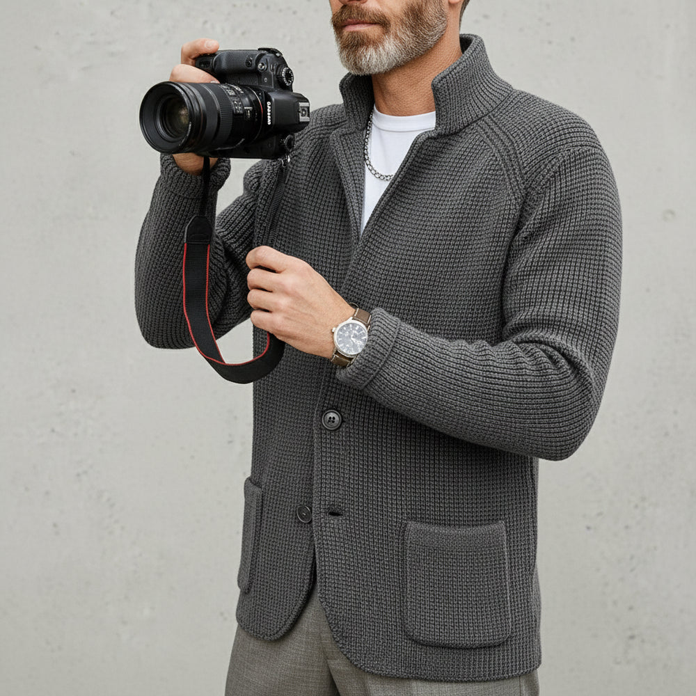 Lässiger Herren Cardigan mit Stehkragen | Winter