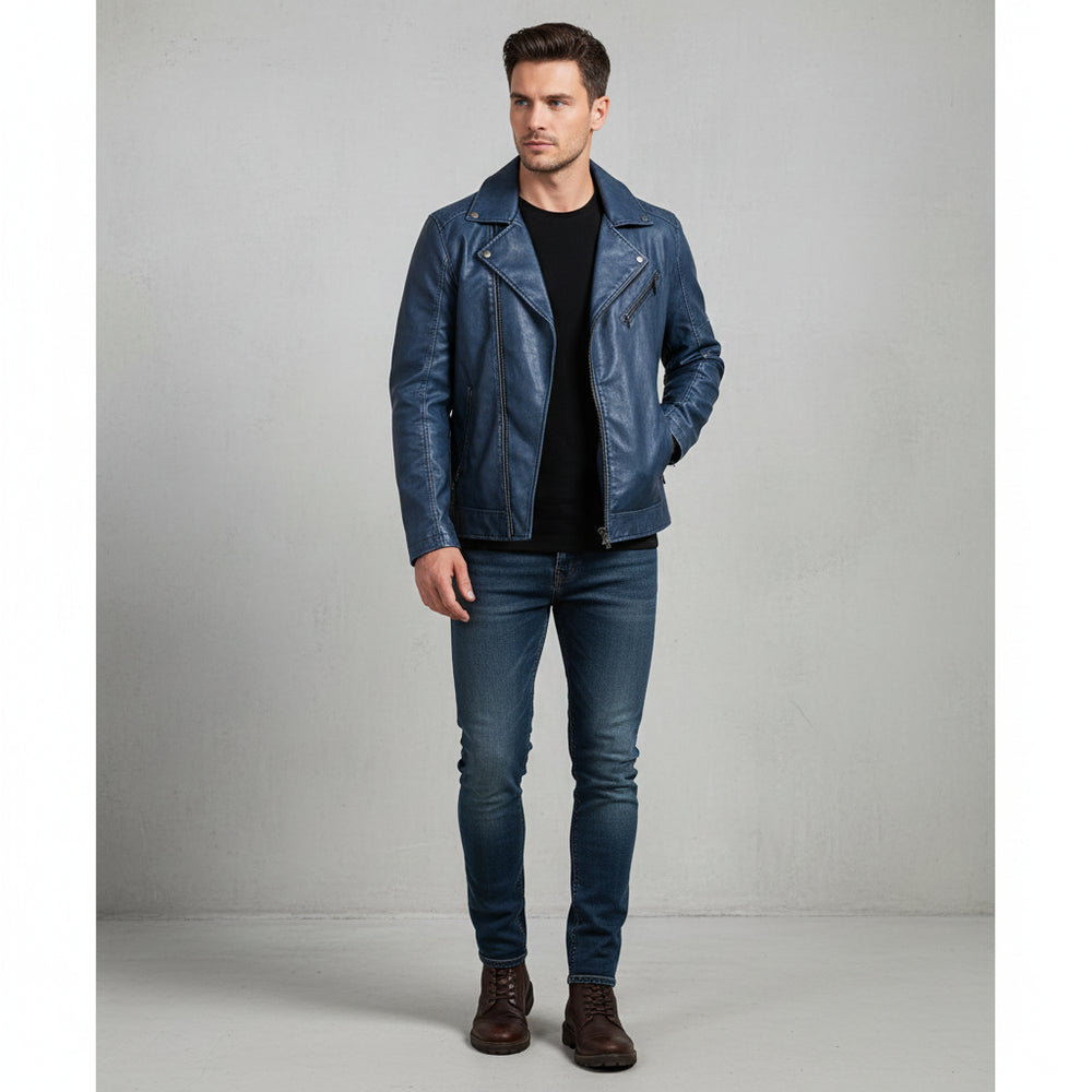 Herren Bikerjacke aus Kunstleder | Herbst