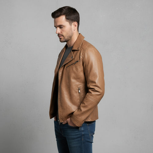 Herren Bikerjacke aus Kunstleder | Herbst
