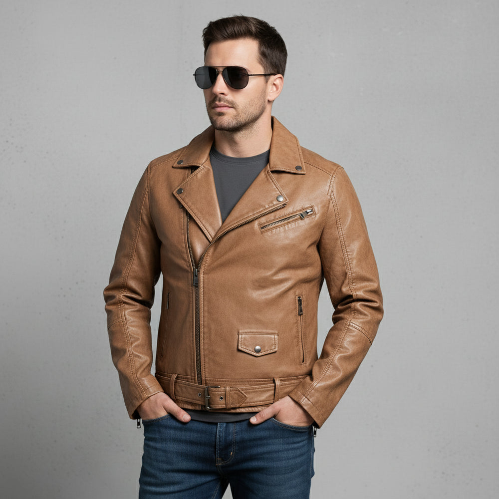 Herren Bikerjacke aus Kunstleder | Herbst