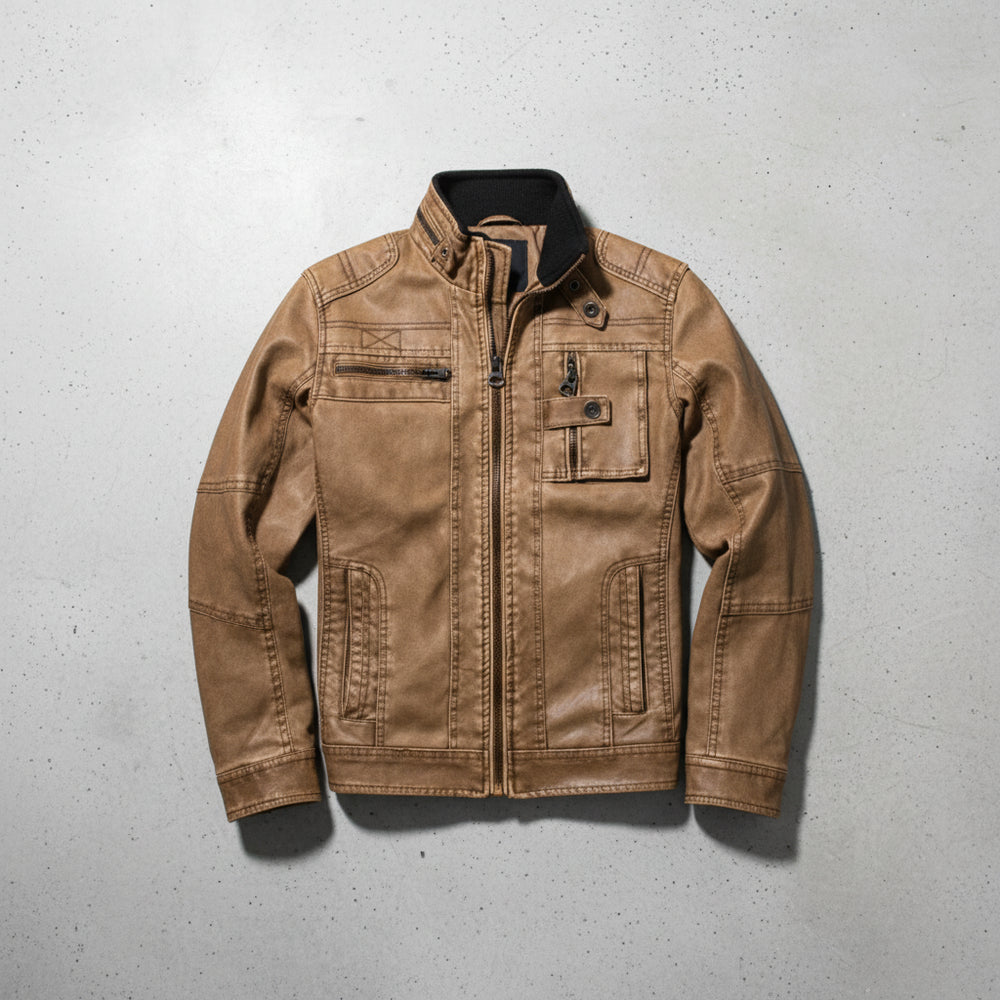 Herren Bikerjacke aus Kunstleder | Herbst