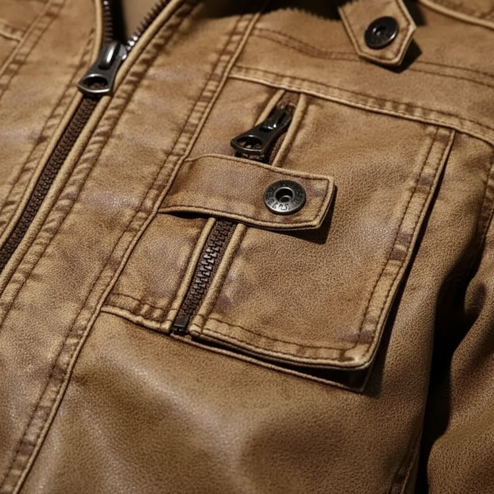 Herren Bikerjacke aus Kunstleder | Herbst