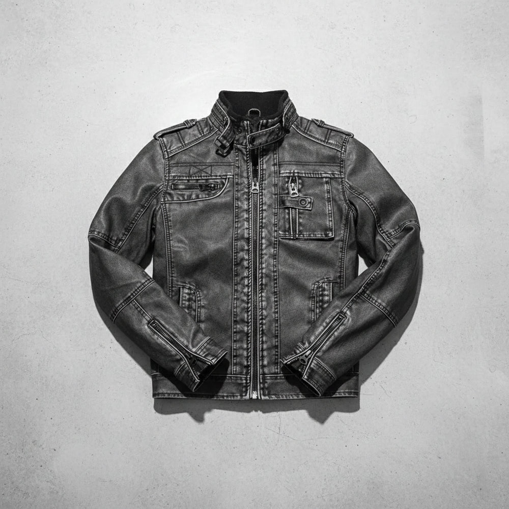 Herren Bikerjacke aus Kunstleder | Herbst