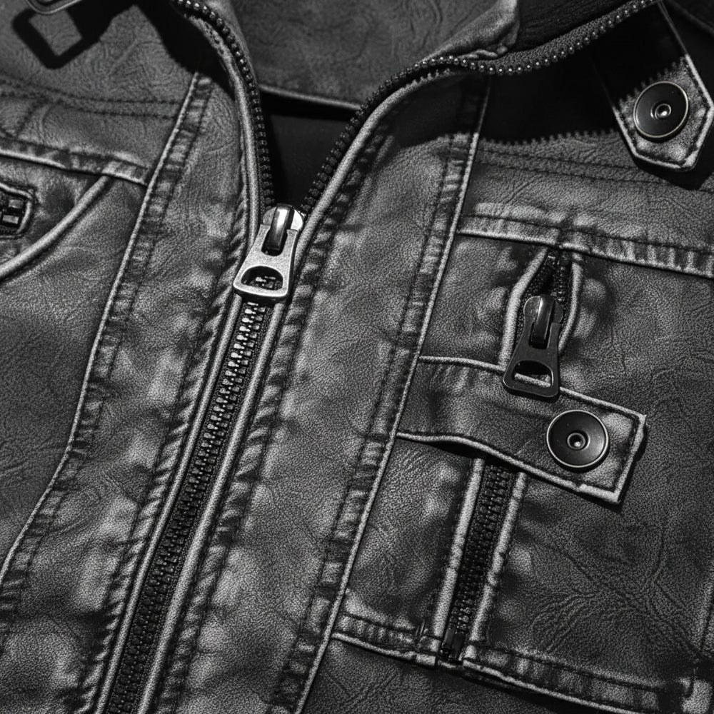 Herren Bikerjacke aus Kunstleder | Herbst