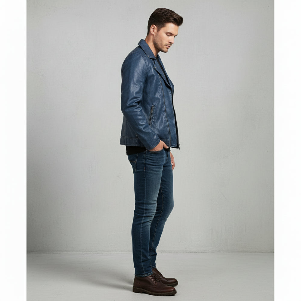 Herren Bikerjacke aus Kunstleder | Herbst