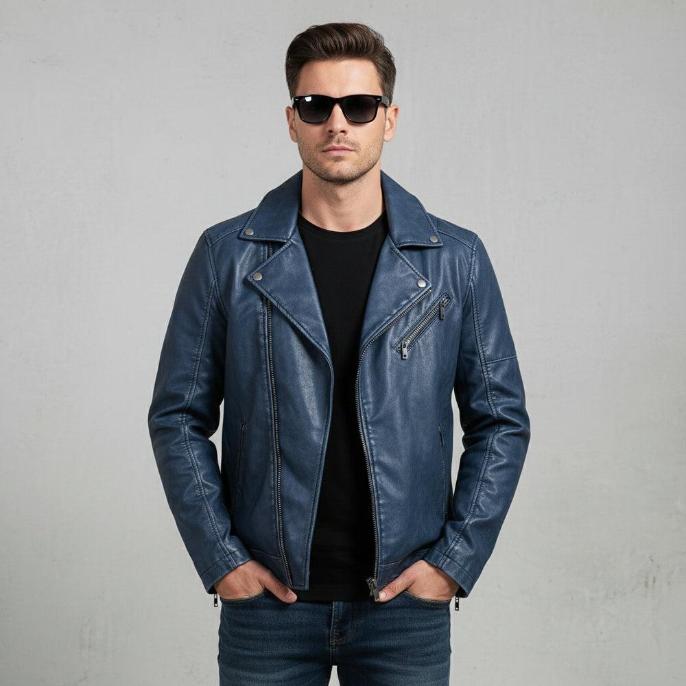 Herren Bikerjacke aus Kunstleder | Herbst