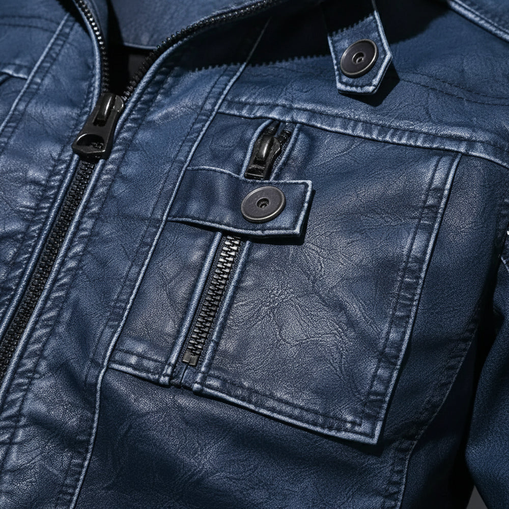 Herren Bikerjacke aus Kunstleder | Herbst