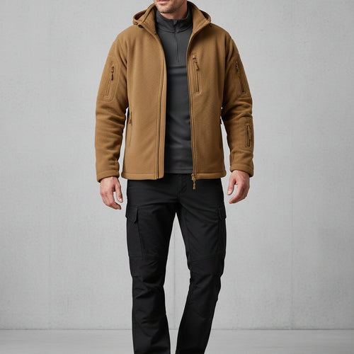 Warme Herren Fleecejacke mit Kapuze | Winter