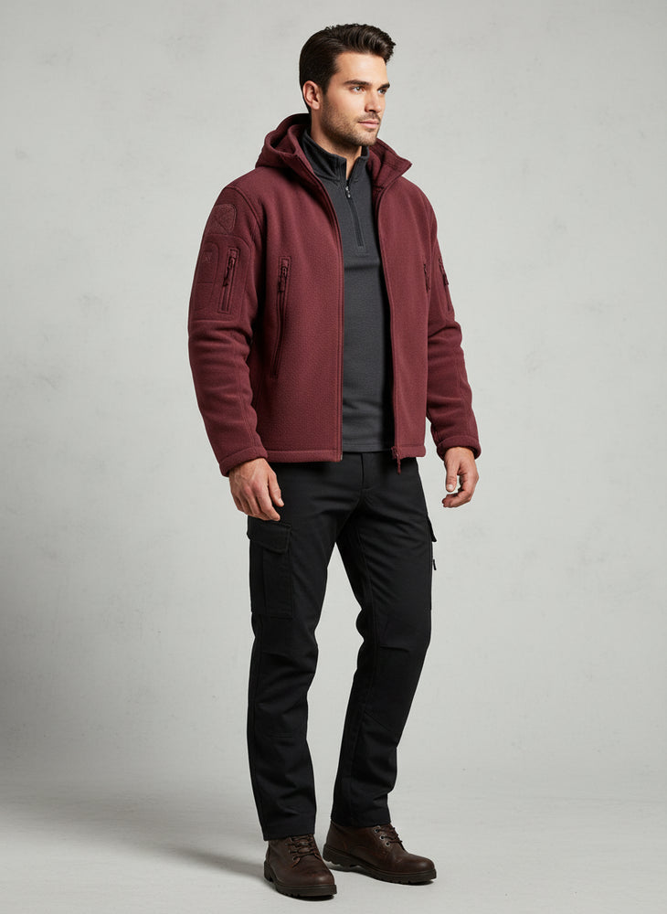 Warme Herren Fleecejacke mit Kapuze | Winter