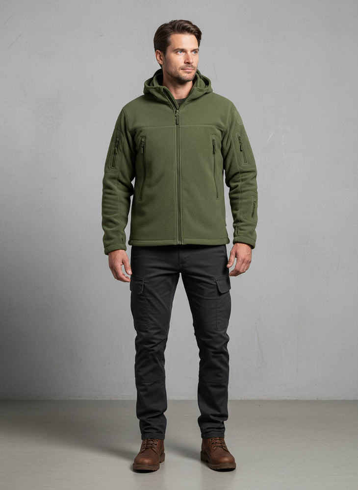 Warme Herren Fleecejacke mit Kapuze | Winter