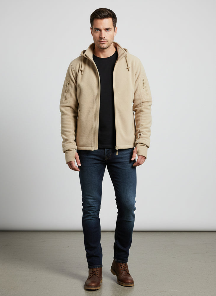 Warme Herren Fleecejacke mit Kapuze | Winter