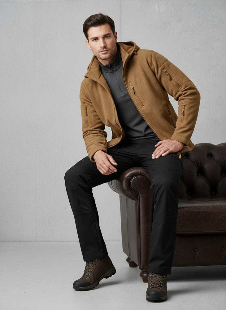 Warme Herren Fleecejacke mit Kapuze | Winter