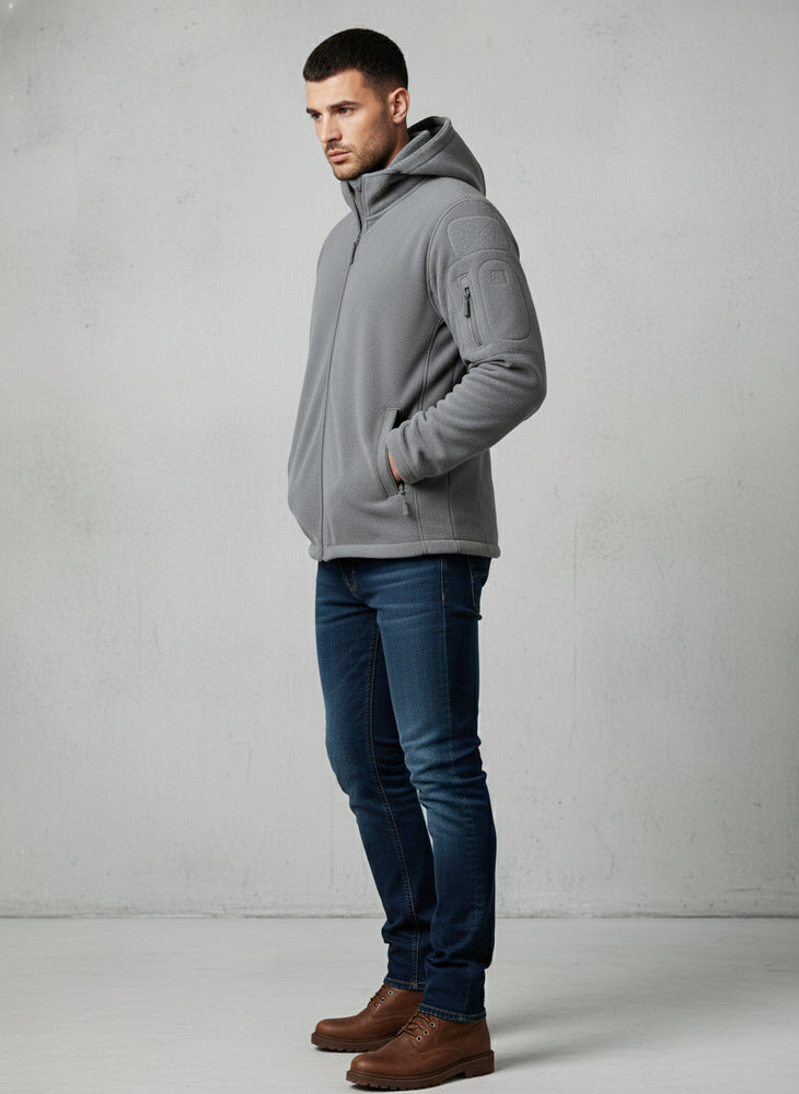 Warme Herren Fleecejacke mit Kapuze | Winter