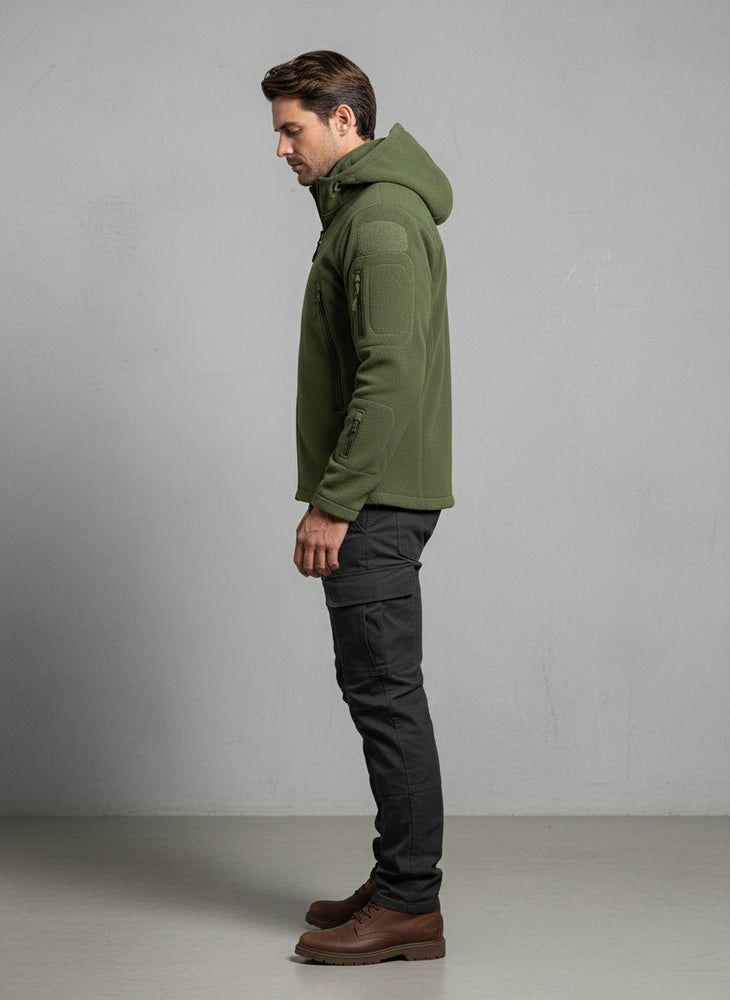 Warme Herren Fleecejacke mit Kapuze | Winter