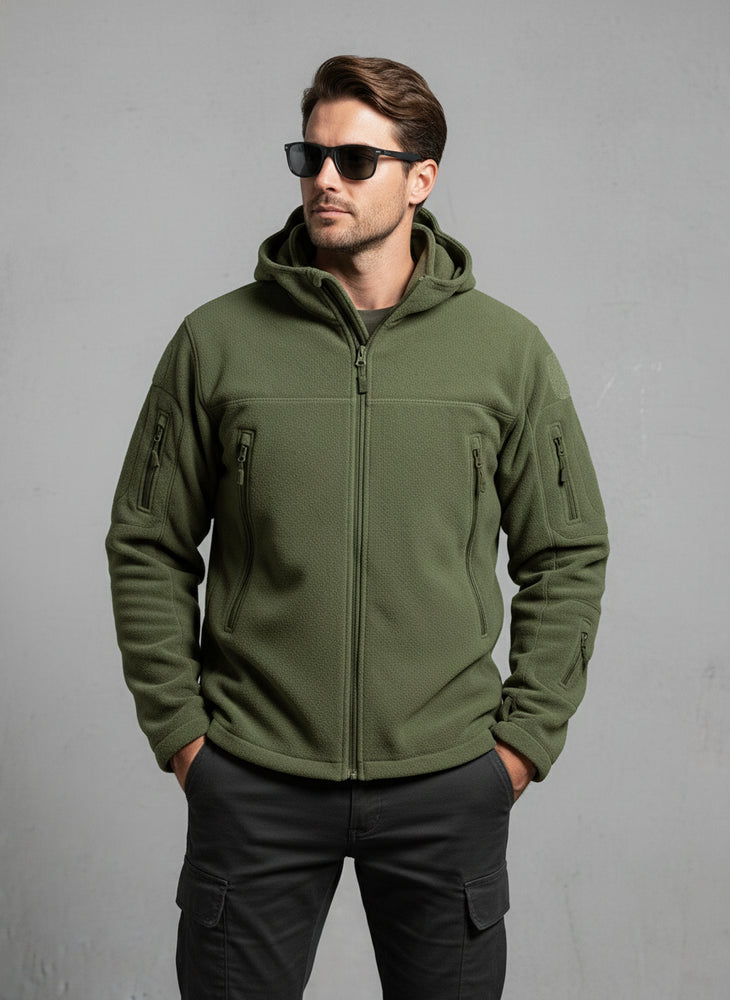 Warme Herren Fleecejacke mit Kapuze | Winter