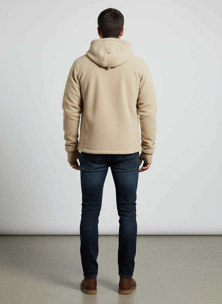 Warme Herren Fleecejacke mit Kapuze | Winter