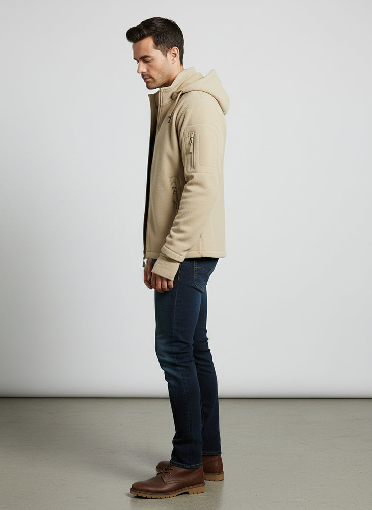 Warme Herren Fleecejacke mit Kapuze | Winter