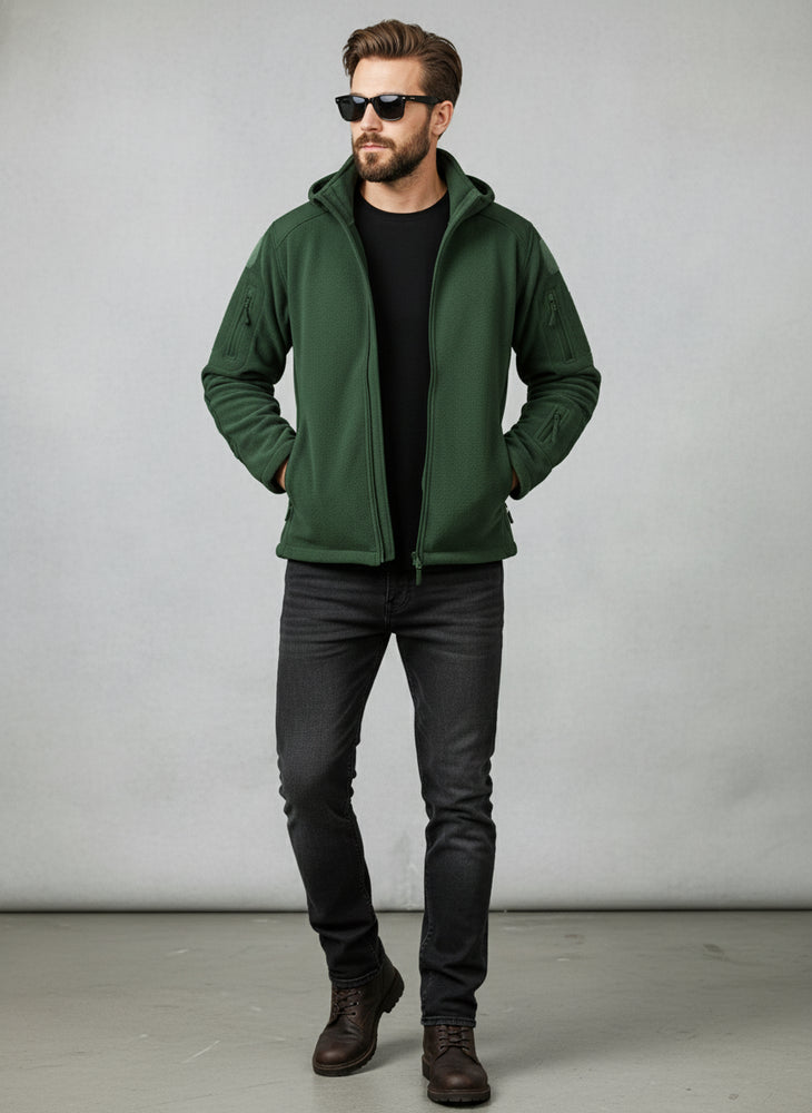 Warme Herren Fleecejacke mit Kapuze | Winter