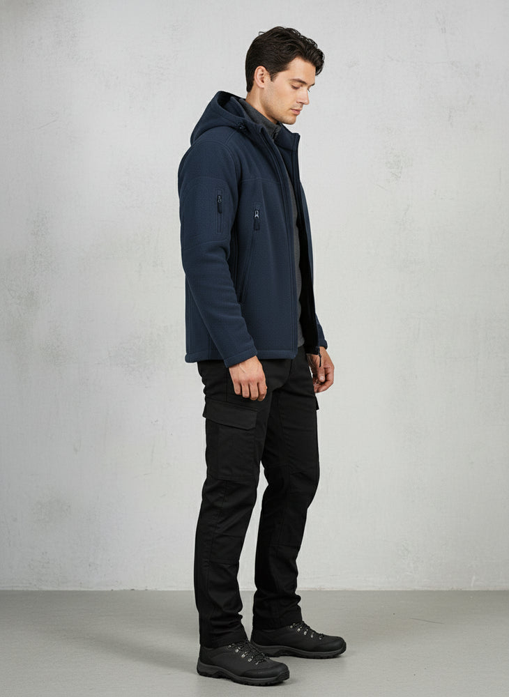 Warme Herren Fleecejacke mit Kapuze | Winter