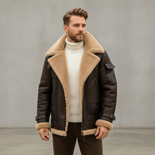 Warme Herren Kunstlederjacke | Winter