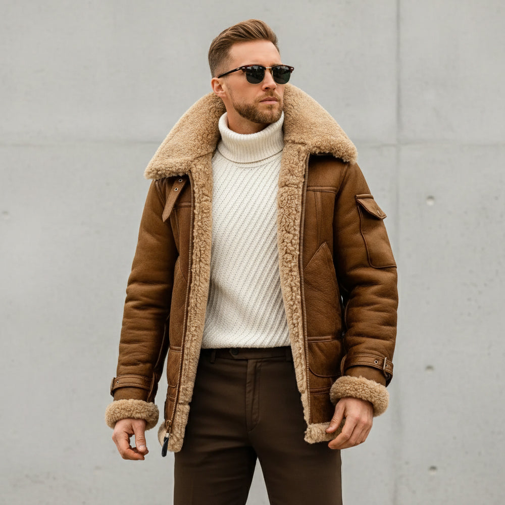 Warme Herren Kunstlederjacke | Winter