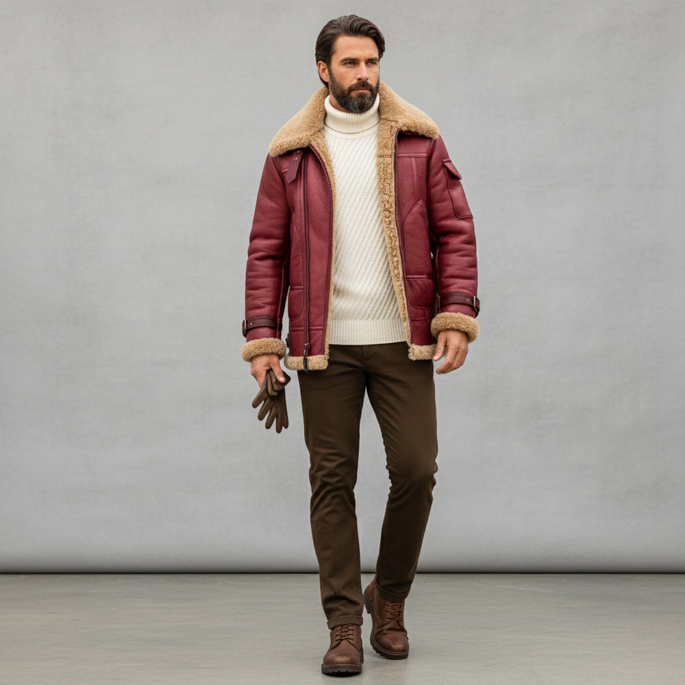 Warme Herren Kunstlederjacke | Winter