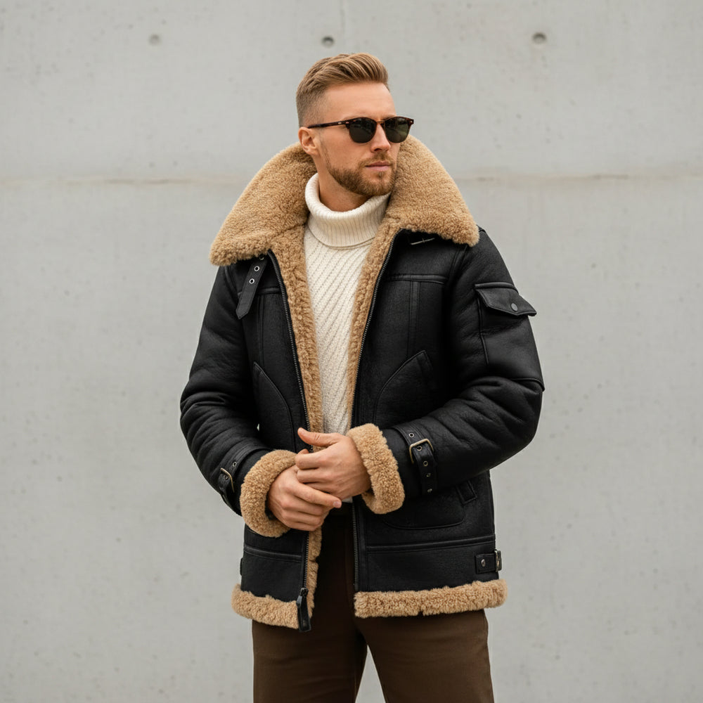 Warme Herren Kunstlederjacke | Winter