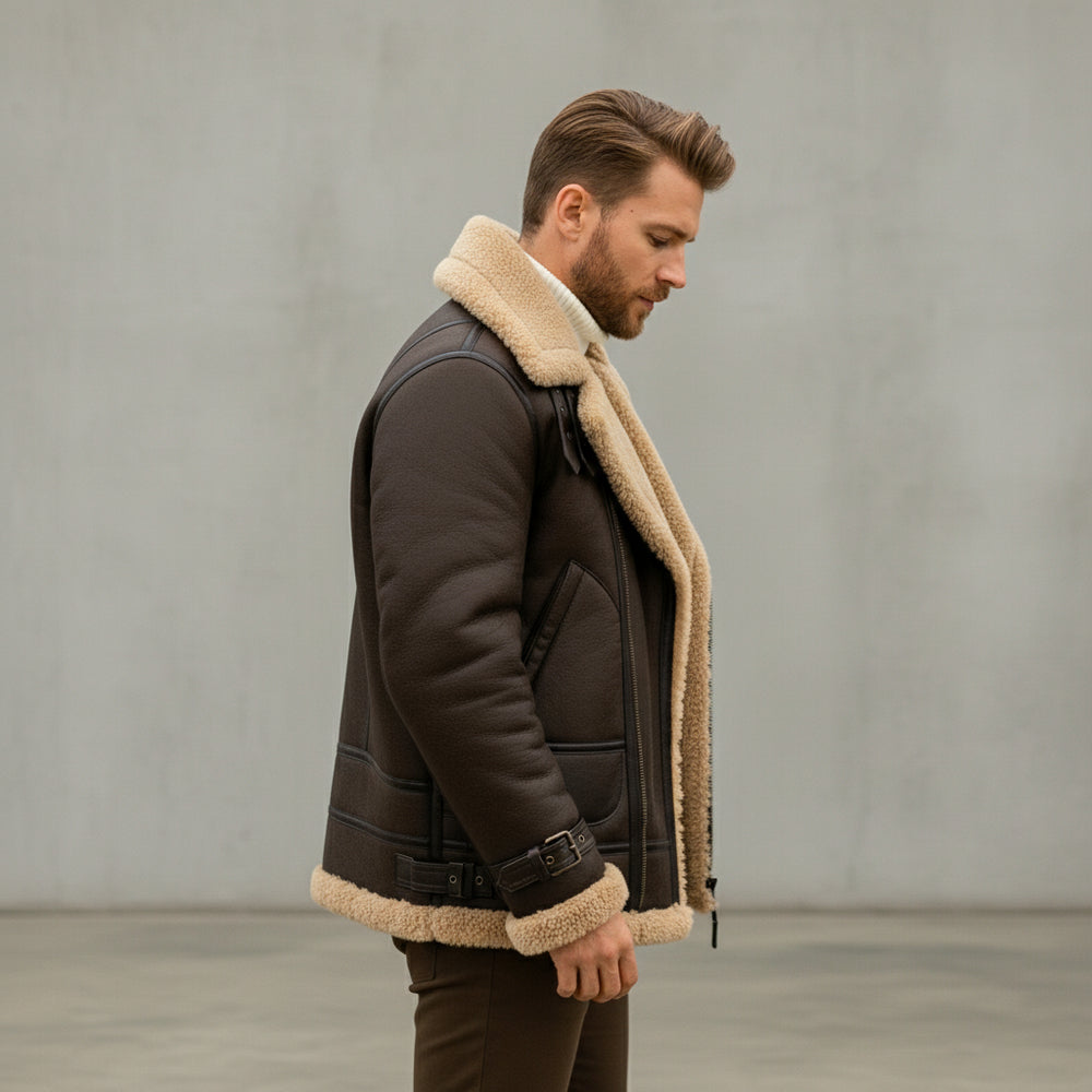 Warme Herren Kunstlederjacke | Winter