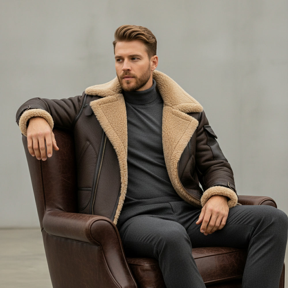 Warme Herren Kunstlederjacke | Winter