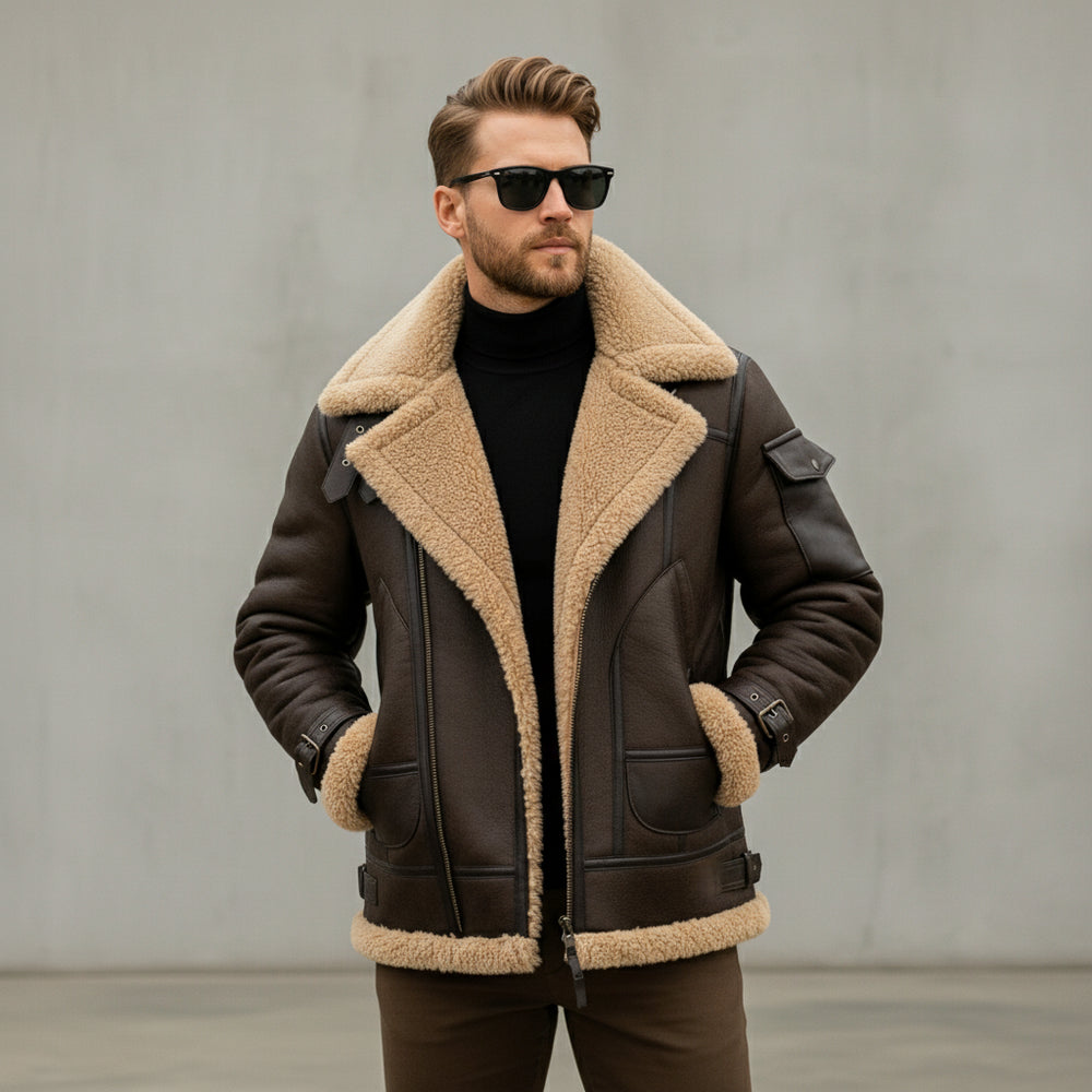 Warme Herren Kunstlederjacke | Winter