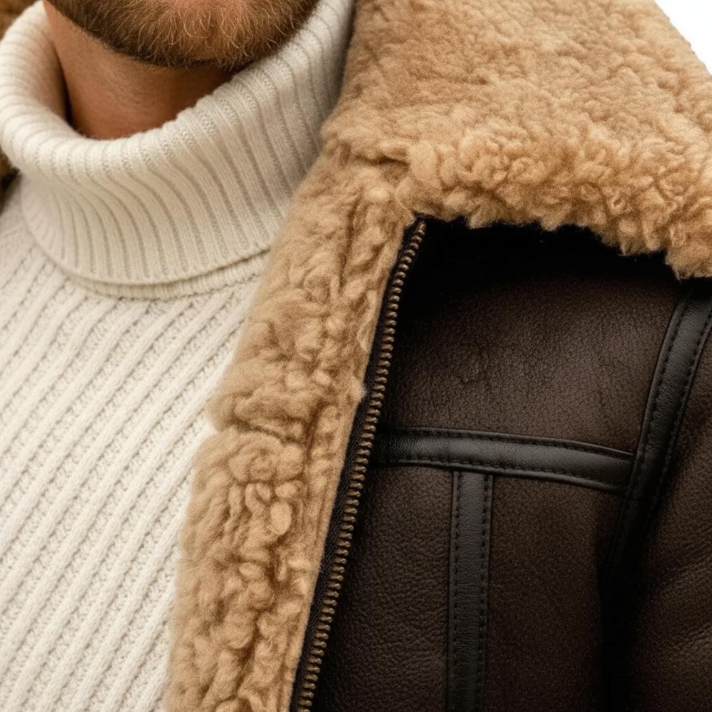 Warme Herren Kunstlederjacke | Winter