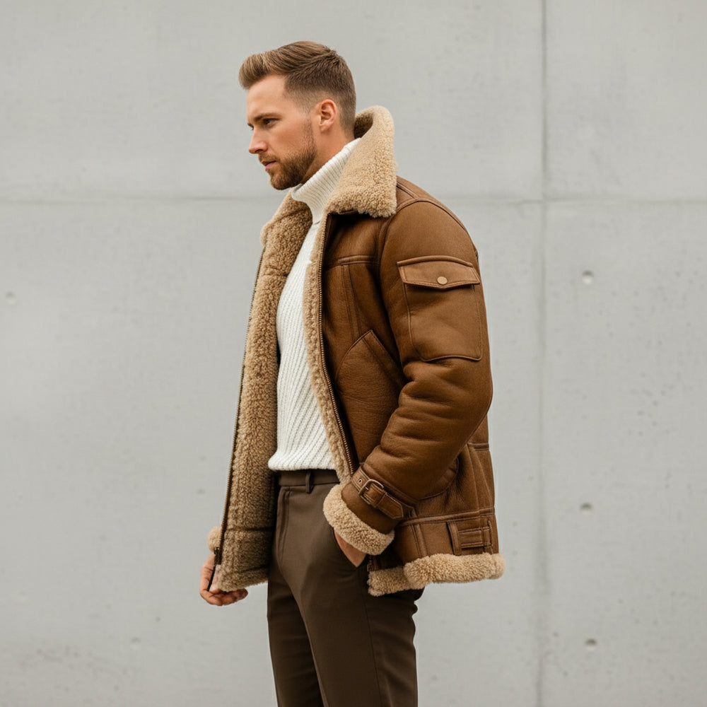 Warme Herren Kunstlederjacke | Winter