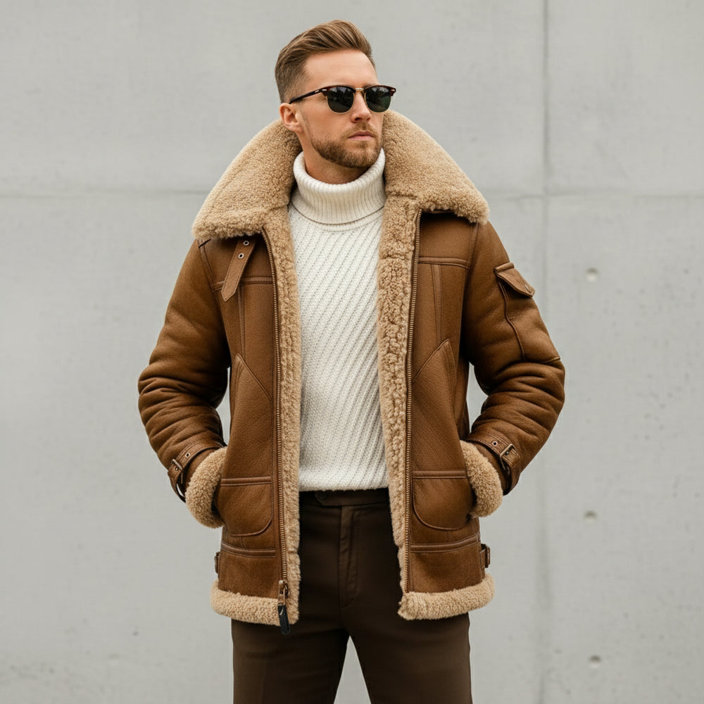 Warme Herren Kunstlederjacke | Winter