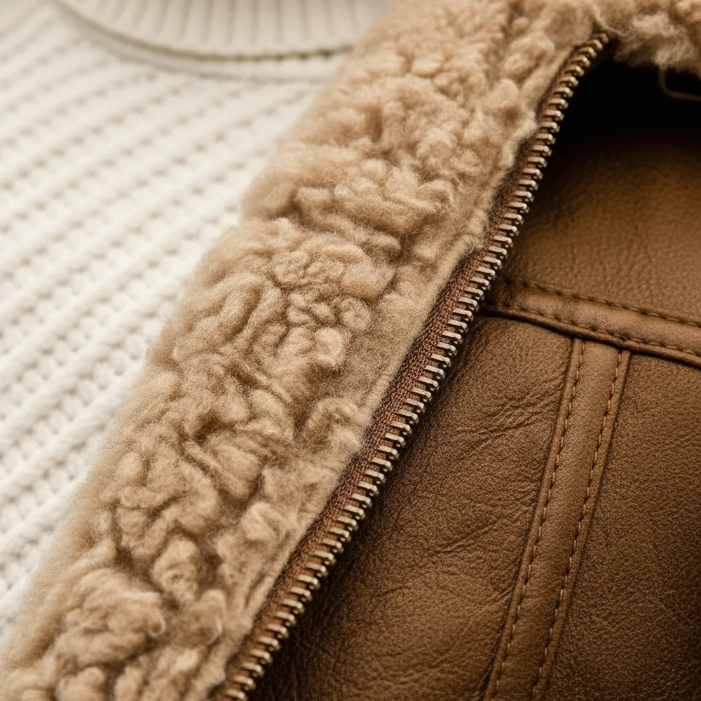 Warme Herren Kunstlederjacke | Winter