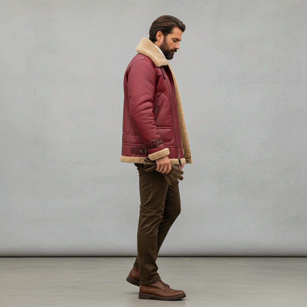 Warme Herren Kunstlederjacke | Winter