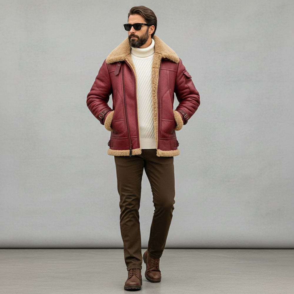 Warme Herren Kunstlederjacke | Winter